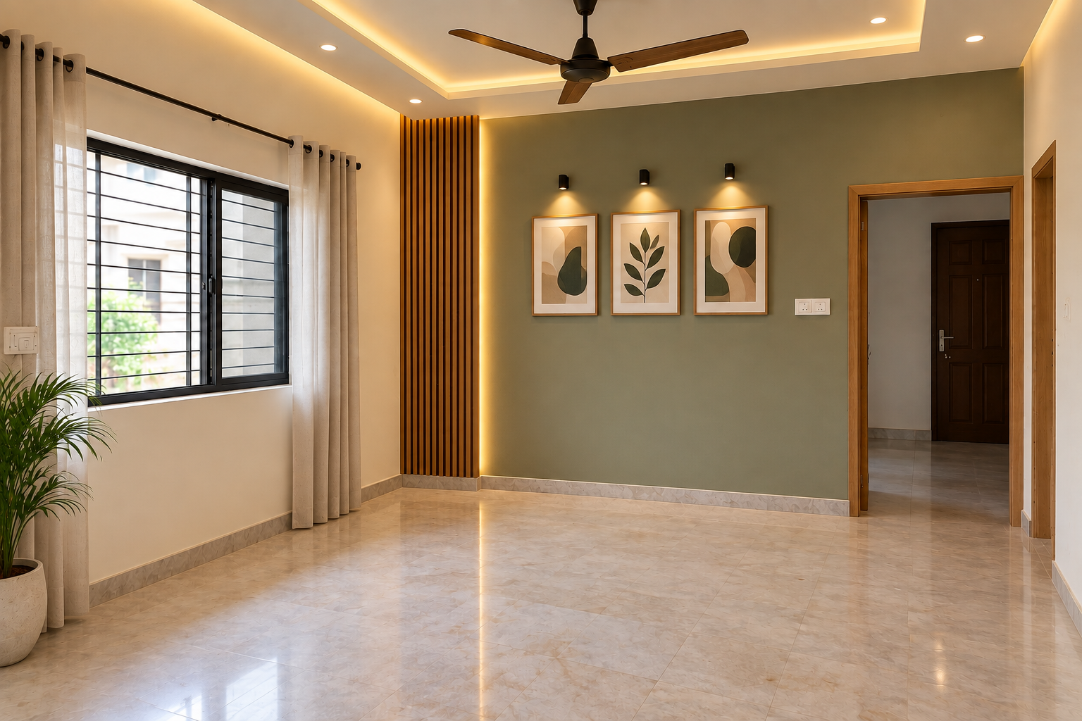 Completed luxury penthouse living area after interior architecture